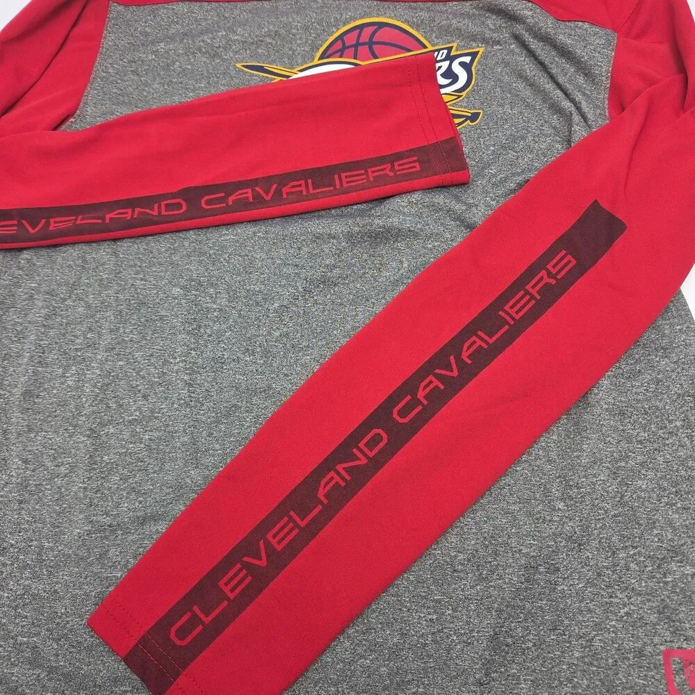 THREE Cleveland Cavaliers Shirts Men Sz Medium Thermal Gray 1/4 Zip Red NBA CAVS